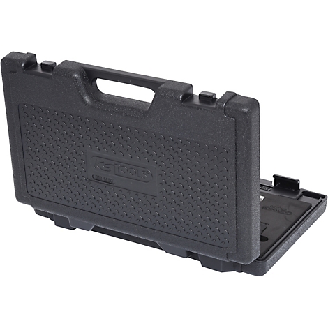 Schwarzer Werkzeugkoffer mit Griff und KSTOOLS Logo. Deckel geöffnet.